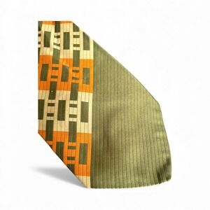 Vintage Rike's Men's Store Geometric Mod Tie Green Orange 55" x 4.5" Polyester